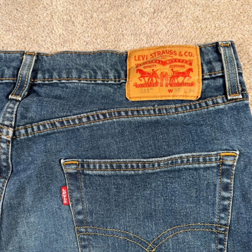 Levis‎ 511 Slim Fit Jeans Mens 36x34 Blue Medium Wash Denim